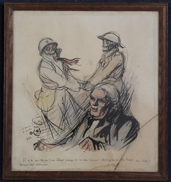 Jacques Ochs (1883-1971) Caricature of Lloyd George and another of Uncle Sam, 12.5 x 11.5in. and 12.5 x 9in.